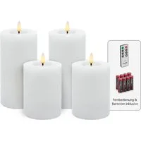 LC Home LED-Kerze Candela Lights LED Kerzen 4er Set Winter glatt Echtwachs (4-tlg)