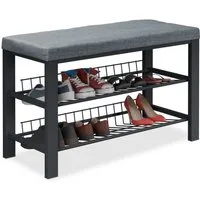 relaxdays Schuhbank mit Polster (1-St), Grau-Schwarz