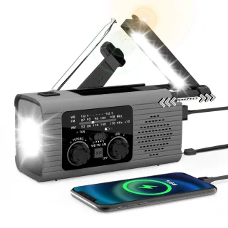 Multifunctional Emergency Radio Solar Hand Crank NOAA Weather Alert AM FM WB Radio Power Bank Flashlight for Outdoor Eme