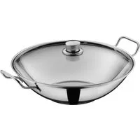 WMF Wok Party Taiwan Wokpfanne Induktion, Cromargan® Edelstahl Rostfrei 18/10 (Set, 3-tlg), Wok mit Deckel und Ablagegitter, für alle Herdarten geeignet