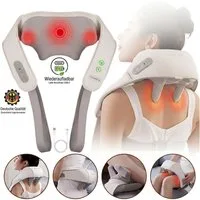 ASPRIA Nacken-Massagegerät mit Wärme, 5D Shiatsu Massagegerät für Nacken, Schulter und Rücken, 3 Modi, Freie Hände, Typ-C Tragbares, für Büro Zuhause