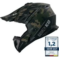 Broken Head Motocrosshelm Squadron Rebelution Camouflage-Sand-Titan, Zwei Verschlüsse