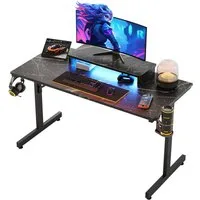Bestier Gamingtisch 106cm Gaming Schreibtisch mit RGB-LED, 106cm Jugendschreibtisch (Gamer Tisch mit Tablett Ständer, Getränkehalter und Kopfhörerhaken, Tablett mit stander), Ergonomischer Computertisch fur Spielzimmer