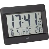 TFA Dostmann Funkwanduhr TFA 60.4519.01 digitale Wanduhr mit Datum Wochentag Innentemperatur