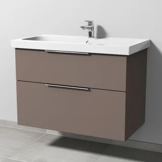 Sanipa 3way Waschtischunterbau zu Geberit iCon Light Waschtisch mit 2 Auszügen, Taupe-Matt UP5751T