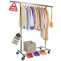 BigDean Kleiderständer Kleiderständer auf Rollen 90kg belastbar ausziehbare Kleiderstange, (Packung, 1 St., Kleiderständer), Ausziehbarer Kleiderheld