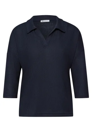 Street One - Shirt in Unifarbe shadowed navy - Gr. - 40