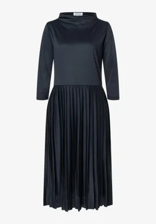 MORE & MORE - Jerseykleid mit Plisseefalten blau - Gr. - 42
