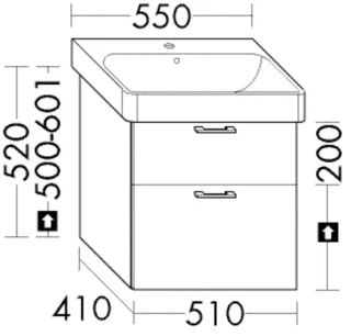 Burgbad Waschtischunterschrank System 30 Preisgruppe 1 Aqua 520x510x410 Eiche Dekor Klassik WZEZ051F6435
