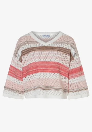 MORE & MORE - Pullover mit Streifen rosa - Gr. - 44