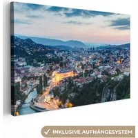 OneMillionCanvasses® Leinwandbild Stadtbild von Sarajevo in Bosnien und Herzegowina, Fotodruck (1 St), Leinwand Bilder Klein, Wand Dekoration Aesthetic 30x20 cm