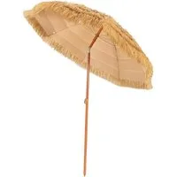 KOMFOTTEU Sonnenschirm Hawaii Strandschirm Gartenschirm Ø 175 cm, um 30° knickbar, mit PP-Stroh & 8 Rippen