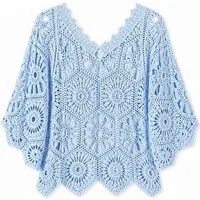 ITALY VIBES Blusenponcho - Häkelshirt - Spitzenshirt - ITALY VIBES - Boho - Oversize ONE SIZE- passend für Größen S - L