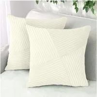 Amilian Dekokissen Sofakissen 40x40 2er Set mit Füllung und Bezug - Cord-Optik, Reißverschluss, formstabil, 2 Stück