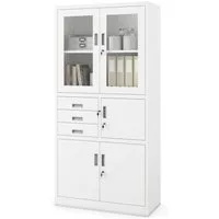 Jan Nowak Aktenschrank Metall Büroschrank mit Tresor 90 cm FILIP Glasvitrine Schubladen (Stahl 0,6 mm Wandmontage möglich PZH-zertifiziert 185 cm) Aktenschrank Safe 3 Schubladen Schloss 2 Schlüssel 5 Farben