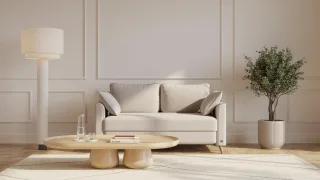 BRUNO Schlafsofa 140cm in Beige | Flow | stabiles Massivholz & Boxspringkomfort