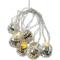 SATISFIRE LED-Lichterkette LED Discokugel 10 kleine Spiegelkugel Mini Discokugel Party 1,35m, 10-flammig