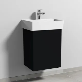 Sanipa 3way Waschtischunterbau zu Duravit Dura Square Waschtisch mit 1 Tür, Schwarz-Matt SF42508