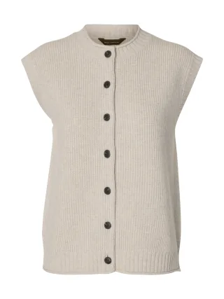 selected women - SLWNATHIA DOMESTIC WOOL KNIT VEST Silver Birch - Gr. - S