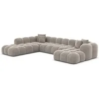 Sofa Dreams Wohnlandschaft Polster Stoffsofa Modern Ottomane Couch Samtstoff Formentera XXL, Loungesofa