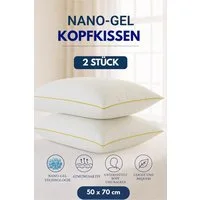 Formeya Schlafkissen Nano-Gel Kopfkissen 50x70 cm 2er Set 100% Baumwolle Hotelkissen