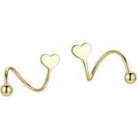 Runde Perlé Paar Ohrstecker Spirale Durchzieher Herz und Kugel, 925er Silber, 18K Gold, zarte doppelte Ohrstecker (inkl. Geschenkverpackung)