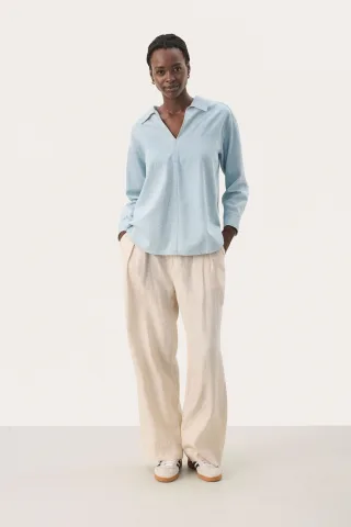 Langarm - Hemd Oversize fit Whiteish Blue denim