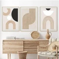 LuxusKollektion Leinwandbild Poster 3er Set Abstrakt Kunst Modern Boho Kunstdruck 50x70cm Beige