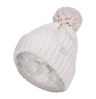 Ladies Ribbed Cuffed Thermal isoliert Winter Pom Pom Bommelmütze