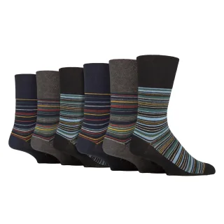 6er-Pack Herren Nicht-Elastische Socken aus Baumwolle mit Quadratmuster für schlechte Durchblutung