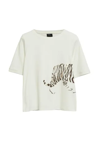 s.Oliver BLACK LABEL - T-Shirt mit Animal-Print weiß - Gr. - 42