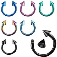 Taffstyle Piercing-Set Hufeisen Septum Lippen Ohr Piercing 6er Set Hufeisen mit Spitzen, 6er Set Universal Piercing mit abschraubbaren Spitzen für Lippe Ohr