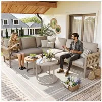 i@home Gartenlounge-Set, (5-tlg., inklusive aller Sitz- und Rückenkissen), mit verstellbare Beine, wasserabweisenden & abnehmbaren Kissen