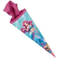 itenga Schultüte ITENGA Schultüte 70cm rund Motiv Meerjungfrau - AQUA DREAMS Zuckertüte
