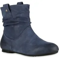 VAN HILL 811678 Schlupfboots Gefütterte Damen Schlupfstiefel Nieten Stiefeletten Leder-Optik