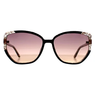 Guess Cat Eye Womens glänzend schwarz Glitter Gold violett Spiegel Gradient GU7882
