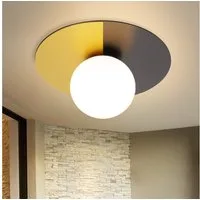 ZMH Deckenleuchte Wohnzimmer Schwarzgold Vintage Rund Flurlampe Glas E14 für Flur, Einfache Installation, ohne Leuchtmittel, Flexibel anpassbare Beleuchtung für individuelle Bedürfnisse