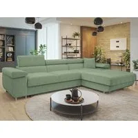 MIRJAN24 Ecksofa Torezio Mini Cord, mit Bettkasten und Schlaffunktion, Einstellbare Kopfstützen, 280x170x70-90 cm