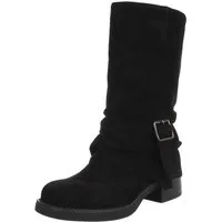 Ital-Design Damen Stiefel mit Schnalle – Komfortabel und Elegan Westernstiefel (90110063) Blockabsatz Stiefel in Schwarz