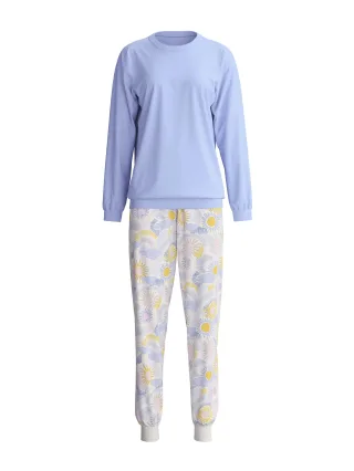 CALIDA - DAMEN Pyjama mit Bündchen harmony blue print - Gr. - M