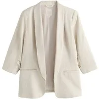 Next Jackenblazer Jacke mit gerafften Ärmeln und hohem Leinenanteil (1-tlg)