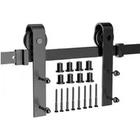 JEOBEST Schiebetür 300cm Schiebetürsystem Komplett-Set, Schwarz für 1 Holztür