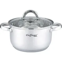 Cheffinger Topf-Set Kochtopf Topf Ø24cm Edelstahl mit Glasdeckel 6,5L Induktion, Material: Glas, Edelstahl
