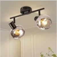 ZMH Deckenleuchte Wohnzimmer 350° Drehbar Rauchgrau Glas Retro Flurlampe für Küche, Vertikale Drehung: 90 Grad, ohne Leuchtmittel