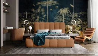 Polsterbett Doppelbett HEDA 160x200cm in Stoff Perfect Harmony Rostbraun