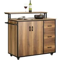 SoBuy Küchenwagen Rollwagen Sideboard, Küchentrolley, Küchenwagen mit Arbeitsplatte, Rollwagen, Kücheninsel mit Türen und Schubladen Küchenschrank