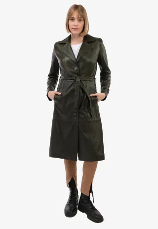 Lederjacke Lederjacke Mit Gürtel Und Knöpfen