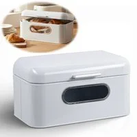 LS-LebenStil Brotkasten Vintage Brotbox 30cm Metall mit Deckel Retro Brot Aufbewahrung, Metall, (Klapp-Deckel Küche Aufbewahrungskorb mit Holz Griff, 1-tlg., Aufbewahrungsbox Nostalgie Brotkorb zum Frischhalten)