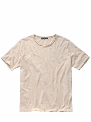 Mey & Edlich Herren Unregelmäßig-Shirt Beige 75 % Baumwolle, 25 % Leinen