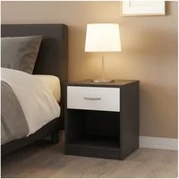 HTI-Living Nachtschrank Nachtschrank mit 1 Schublade Nina Beton Weiß (Stück, 1-St., 1 Nachtschrank) Nachttisch Nachtkommode Nachtkonsole
